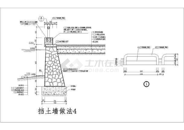 几十种挡土墙做法cad平面布置参考图