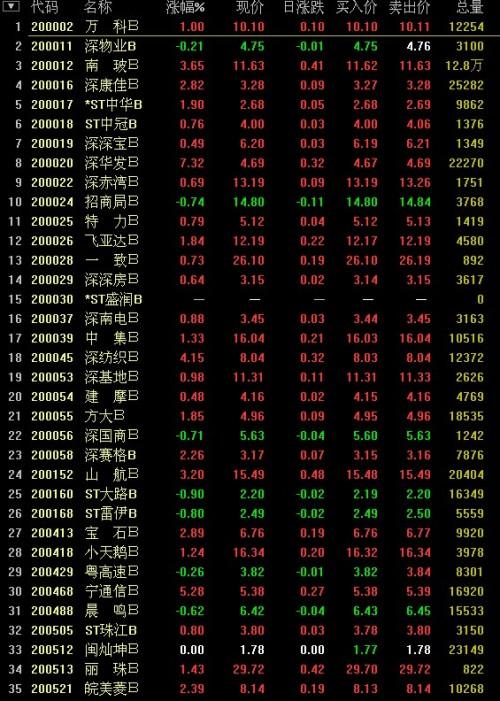 哪些股票是b股