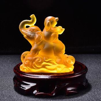 锦兔攀象琉璃摆件2021牛年属猪人吉祥物礼物客厅装饰品 摆件一尊配圆