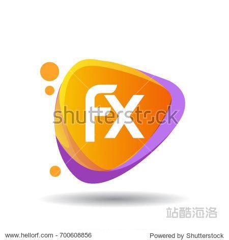 letter fx logo in triangle splash and colorful background