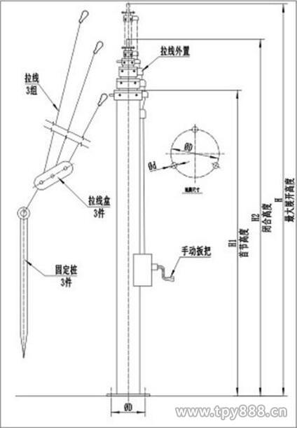 便携式移动照明升降杆 手动伸缩桅杆 升降杆厂家 河南
