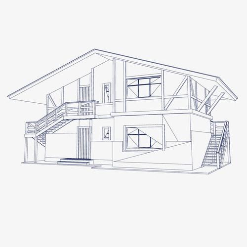 关键词 : 二层楼,楼层图,手绘,线稿,建筑