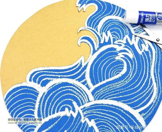 运用粗细不同的线条对海浪进行装饰 注意线条的疏密关系