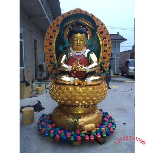 纯铜佛像文殊普贤菩萨坐狮坐象佛像摆件文殊童子