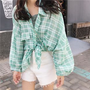 绿色格子衬衫 女