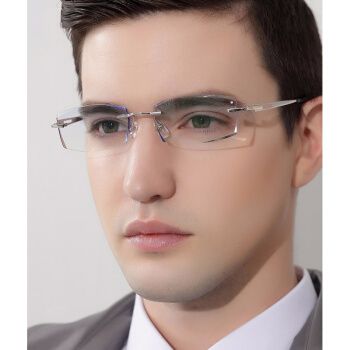 近视眼镜男女钛轻无框切边眼镜架大脸有度数配成品眼睛近视镜纯钛镜架
