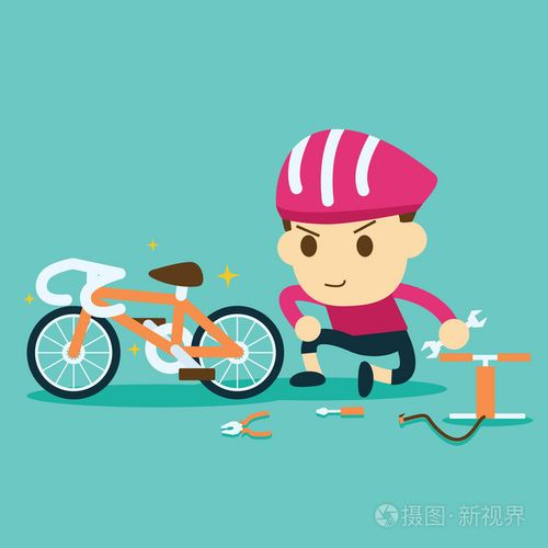 自行车修理.修理自行车的自行车赛车手