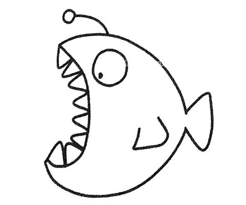 儿童学画灯笼鱼简笔画步骤图解 灯笼鱼怎么画