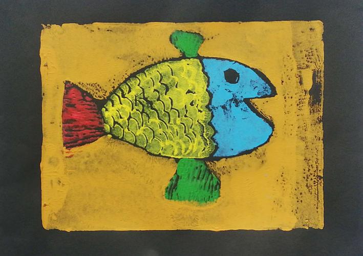 儿童版画《鱼》