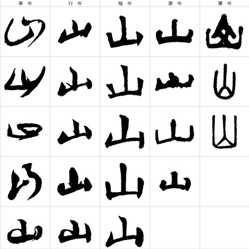 山字毛笔有几种写法 书法字体大全山 字