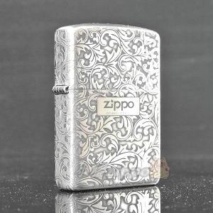 zippo纯银唐草