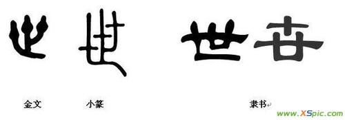 世字的甲骨文,小篆,隶书字体