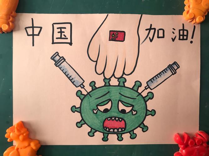 张村镇中心幼儿园大三班美术活动----《打败新冠病毒》