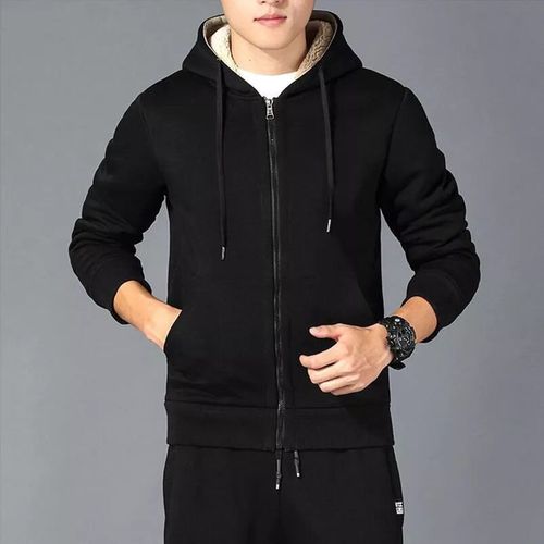 明星打卡 斐乐冬季外套男加绒加厚卫衣连帽宽松羊羔绒