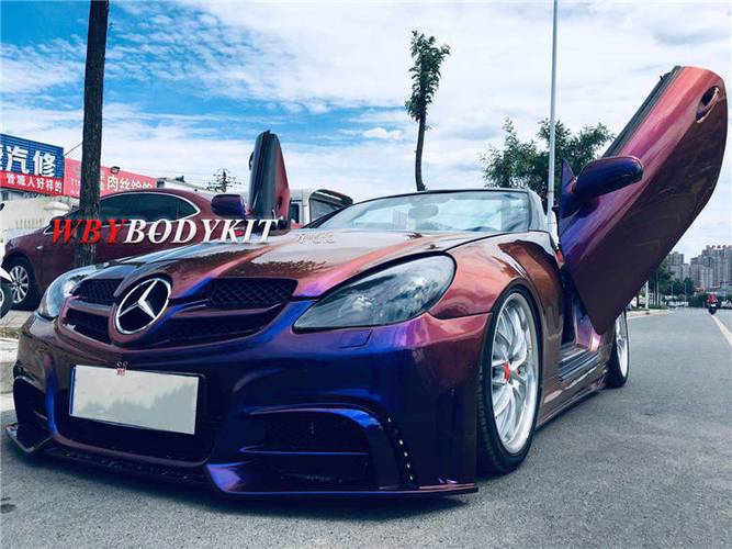 奔驰slk200slk350slk55改装rowen大包围狼烟尾翼侧裙排气前后杠
