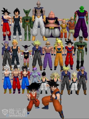 经典收藏之【七龙珠】角色大集合,进入e3d,即刻获得海量游戏素材资源