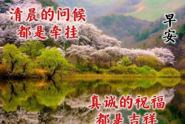 春天最美风景早安图片带字带祝福语春日早上好图片动态鲜花带字