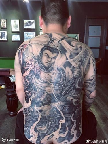 满背吕布_纹身图案手稿图片_王义真的纹身作品集