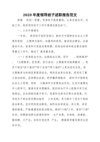 2020年度领导班子述职报告范文