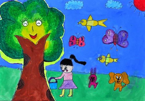 爱护树木/少儿绘画作品/儿童画/网络美术馆_中国少儿