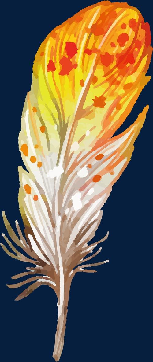 矢量图标水彩唯美羽毛设计图