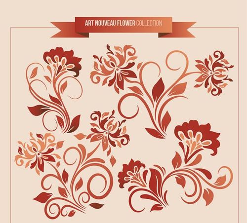 新艺术风格花卉花纹矢量图