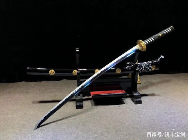 血槽高性能烤蓝研磨龙骨柄武士刀