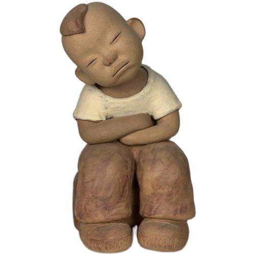 人物手工陶艺泥人摆设陶土陶瓷娃娃酒店装饰等车娃泥人