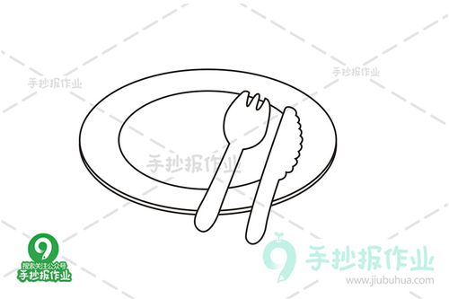 最后涂上颜色,餐具刀叉简笔画就完成啦