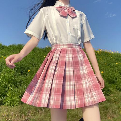 正版制服天边现货粉色半身掉落百褶裙