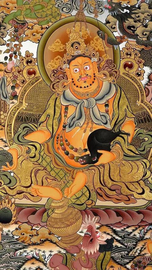 来一起欣赏一幅黄财神唐卡