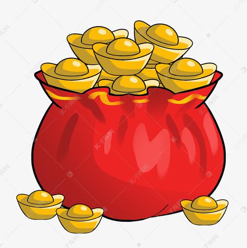 红色喜庆手绘元宝福袋组合