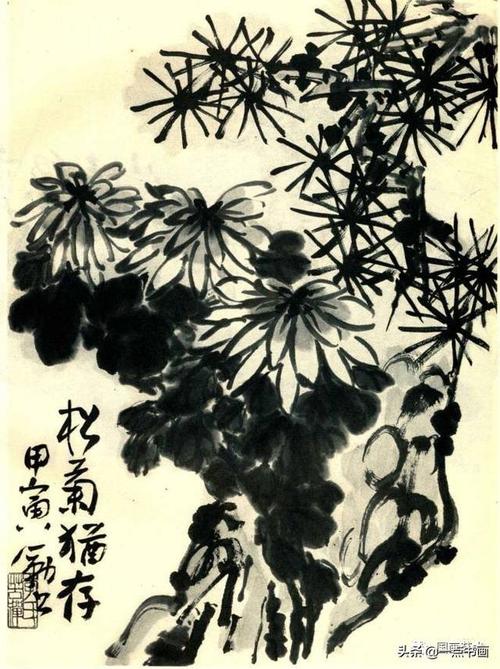 李苦禅教学画稿欣赏(二)_菊花