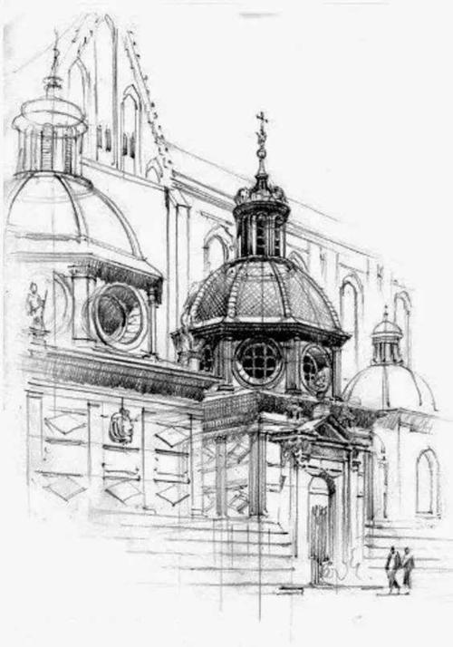 值得临摹的欧洲经典古建筑手绘作品