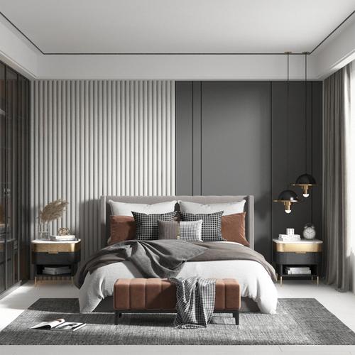 现代硬包轻奢卧室背景墙床头半圆圆柱客厅沙发背景墙