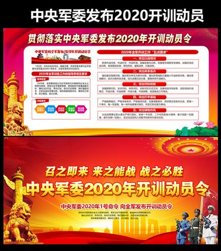全军2020年开训动员令展板-展板展架-百图汇素材网