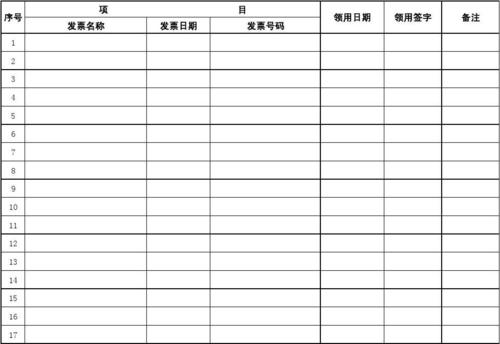 发票领用登记表