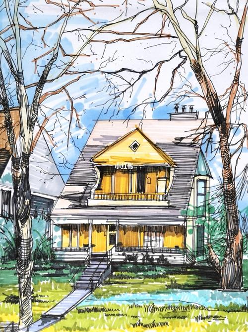 建筑风景马克笔绘画_建筑_风景_绘画_马克笔_插画_我的插画分享_文化