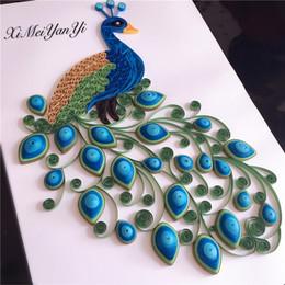 衍纸孔雀材料包 衍纸画成品 新房装修挂画 手工折纸diy作业