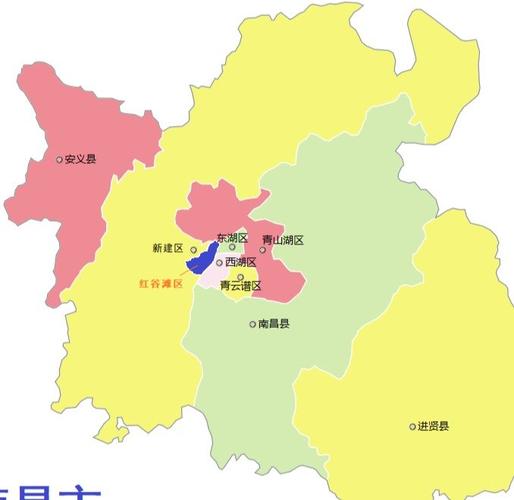 行政区划调整之后的南昌市地图.