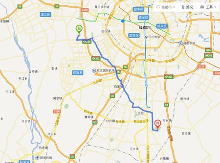 6公里 起点:成都市双流县九江镇大井村村委 从起点向西南方向出发,走