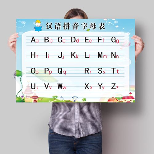 汉语拼音字母表小学生幼儿园一年级挂图26个拼音大小写字母表贴墙大小