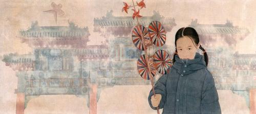 童年的回忆-地坛庙会 84x192cm 中国画 杨凡