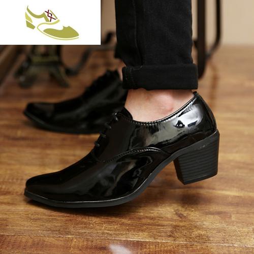 喻娄品牌2014新款潮男时尚拼色男士高跟鞋男休闲尖头皮鞋英伦增高鞋