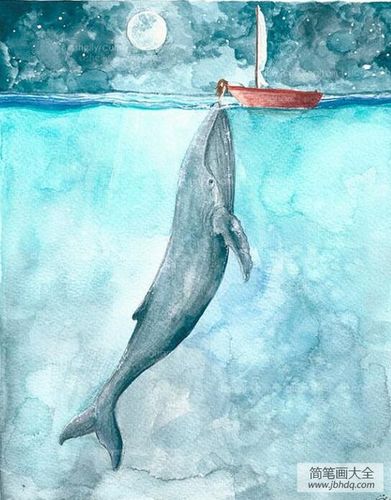 座头鲸的图片|座头鲸和女孩关于大海的画图片欣赏
