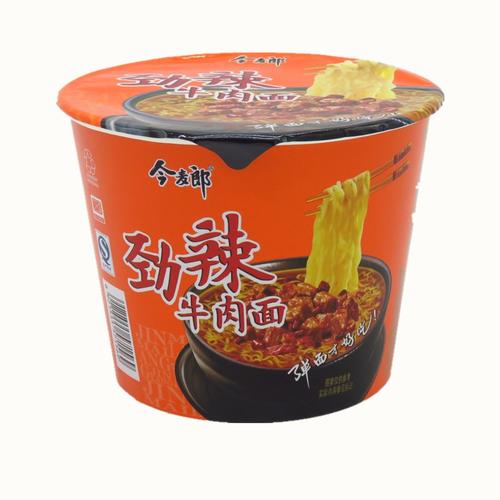 今麦郎劲辣牛肉面桶装方便面 108gx12桶整箱泡面速食