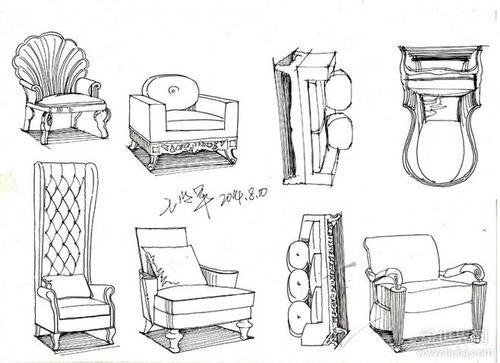 50种室内家具手绘线稿 马克笔上色-有木有赞 - 室内