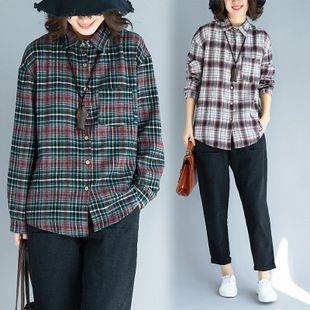 绿白格子衬衫 女