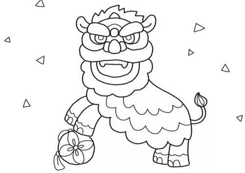 舞狮的手绘简笔画