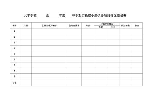 实验室仪器使用登记表